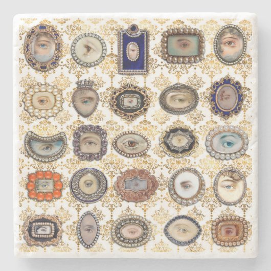 ホワビクトリアンイトアンド金ゴールド ストーンコースター (正面)