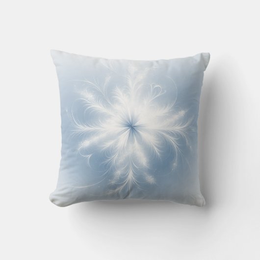 ホワファンシーイトスノーフレークオンパステルブルー クッション (正面)