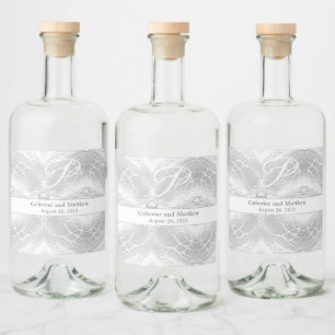 ホワフェイクイトモノグラムの結婚ス リキュールボトルラベル