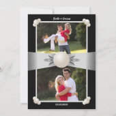 ホワフォーマルイトリボン真珠結婚写真 招待状 (裏面)