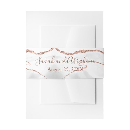 ホワフォーマルイトローズ金ゴールドアゲートグリッター結婚ズ 招待状ベリーバンド (正面例)