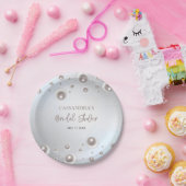 ホワミニマルイトパールシルバーブライダルシャワー ペーパープレート (パーティー)