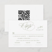 ホワミニマルイトリーフフォント&QRコードRSVPカード 出欠カード (正面/裏面)