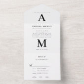 ホワモダンはっきりしたイト黒タイポグラフィ結婚ズ オールインワン招待状 (内側)