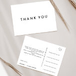 ホワモダンイのはっきりしたありがとうはがき ポストカード<br><div class="desc">ホワイトモダンの結婚はっきりした感謝葉書デザインを紹介するミニマリズムとエレガンスの真のモダン表現。クリエイティブとシックユニークなデザイン要素が融合したデザインで、特別な日に洗練された美しさを求める人々にはっきりした最適である。シックなオフセットタイポグラフィは、春、夏、秋、または冬の大きな日を計画しているかどうかに関係なく、お客様のtouchに時代を超越した洗練さを追加しま結婚す。このデザインの汎用性は、あらゆる季節の簡単パーソナライズを保証します。白クラシック黒のは、あなたの美しさがポイントで楽に結婚なるを保証するクリーンで明るい中立的な背景を提供。全てのデザインと同様もしに、質問や特別なリクエストなどがあり頼ます。</div>