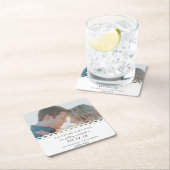 ホワモダンイエレガントトレース写真の日付の保存 スクエアペーパーコースター (インサイチュ)