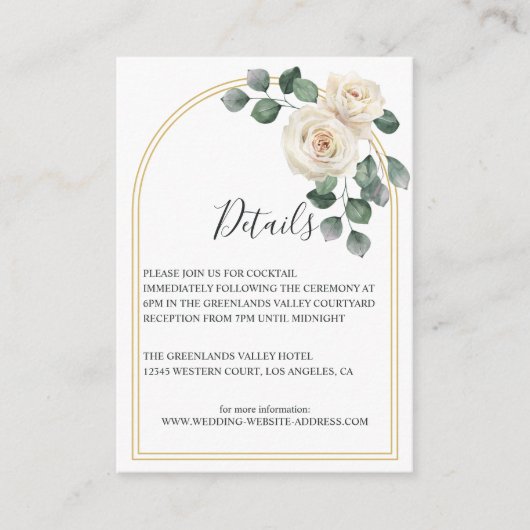 ホワモダンイエレガントトローズ&ゴールデンアーチ結婚ーズ エンクロージャーカード (正面)