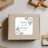 ホワモダンイエレガントトローズ&ゴールデンアーチ結婚ーズ スクエアシール