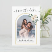 ホワモダンイエレガントトローズ&ゴールデンアーチ結婚ーズ セーブザデート (スタンド正面)