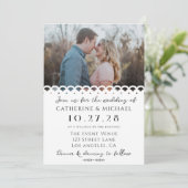 ホワモダンイエレガント・レース写真結婚の写真 招待状 (スタンド正面)