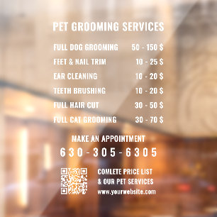 ホワモダンイカスタムトビジネスサービスリストQRコード ウィンドウサイン