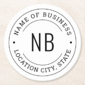 ホワモダンイカスタムトビジネス会社名 ラウンドペーパーコースター (正面)