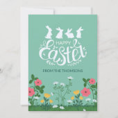 ホワモダンイトグリーン春ワイルドフラワーハッピーイースター シーズンカード (正面)