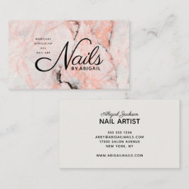ホワモダンイトコーラルバラ大理石爪、 ネイルバイ「名前」 名刺