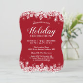 ホワモダンイトスノーフレークスホリデーお祝いパーティー 招待状 (スタンド正面)