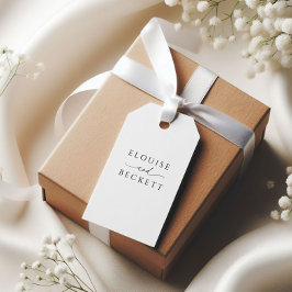 ホワモダンイトブラックタイポグラフィ結婚式の引き出物ラベル ギフトタグ