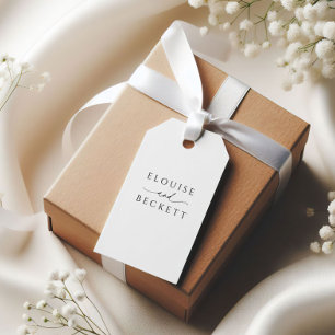 ホワモダンイトブラックタイポグラフィ結婚式の引き出物ラベル ギフトタグ