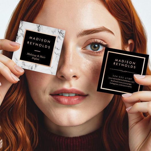 ホワモダンイトマーブル美しいサロン スクエア名刺