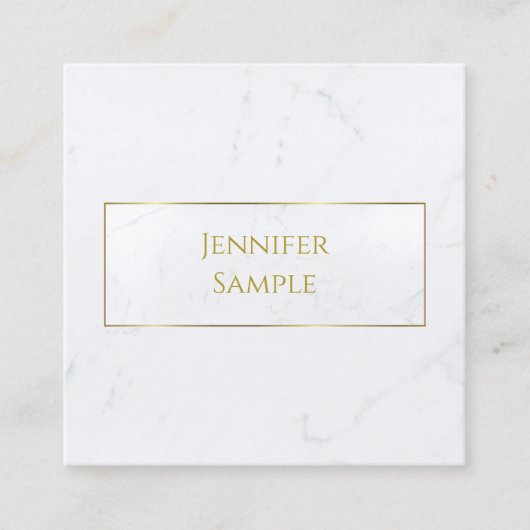 ホワモダンイトマーブル金ゴールド文字ラグジュアリープロフェッショナル スクエア名刺 (正面)