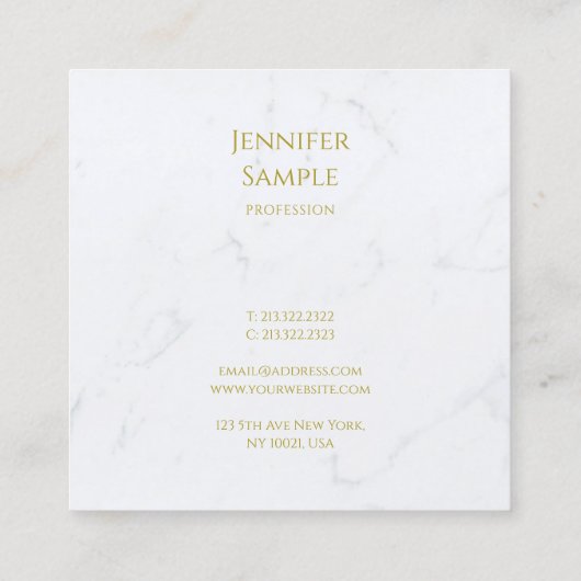 ホワモダンイトマーブル金ゴールド文字ラグジュアリープロフェッショナル スクエア名刺 (裏面)