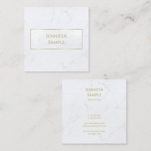 ホワモダンイトマーブル金ゴールド文字ラグジュアリープロフェッショナル スクエア名刺 (正面/裏面)