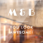 ホワモダンイトモノグラム結婚ズ浴室鏡 ウィンドウサイン (シート2)