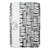 ホワモダンイトラブタイポグラフィ&絡み合いハート バスマット (正面縦)