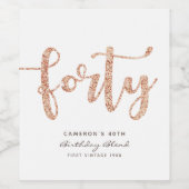 ホワモダンイトローズ金ゴールド40歳パーソナライズされた誕生日 ワインラベル (シングルラベル)