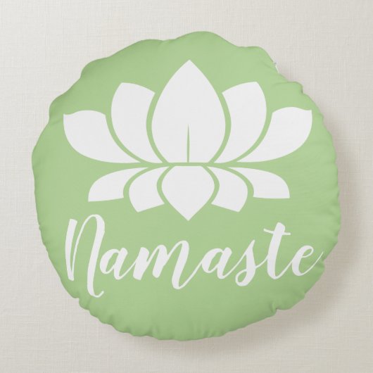 ホワモダンイトロータスフラワーナマステヨガ ラウンドクッション (裏面)