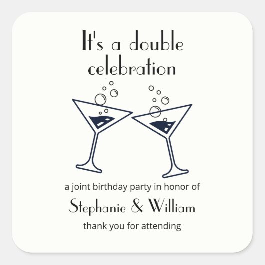 ホワモダンイト二重お祝いジョイント誕生日 スクエアシール (正面)