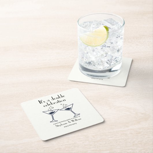 ホワモダンイト二重お祝いジョイント誕生日 スクエアペーパーコースター (インサイチュ)