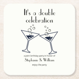 ホワモダンイト二重お祝いジョイント誕生日 スクエアペーパーコースター