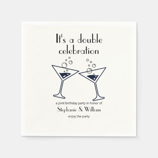 ホワモダンイト二重お祝いジョイント誕生日 スタンダードカクテルナプキン (正面)