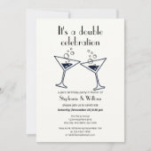 ホワモダンイト二重お祝いジョイント誕生日 招待状 (正面)