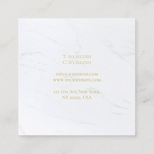 ホワモダンイト大理石金ゴールド文字ラグジュアリープレーン スクエア名刺 (裏面)