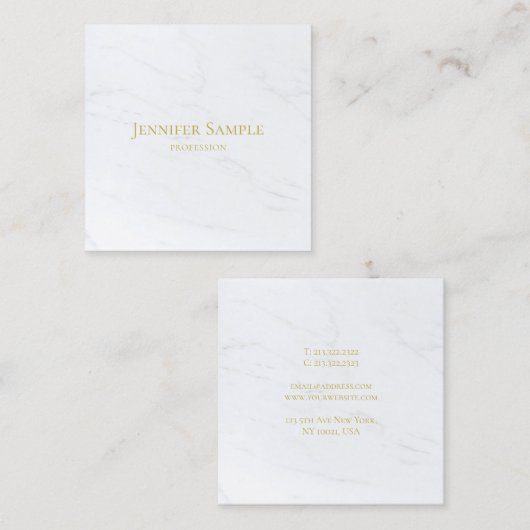 ホワモダンイト大理石金ゴールド文字ラグジュアリープレーン スクエア名刺 (正面/裏面)