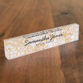 ホワモダンイト金ゴールドマーブルクラシックパーソナライズされた デスクネームプレート (側面)