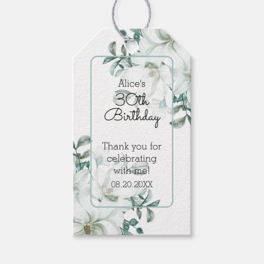 ホワモダンイト・マグノリア・グリーンリー30歳の誕生日 ギフトタグ (正面)