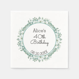 ホワモダンイト・マグノリア・グリーンリー40歳の誕生日 スタンダードカクテルナプキン