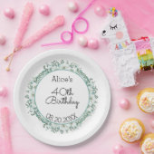 ホワモダンイト・マグノリア・グリーンリー40歳の誕生日 ペーパープレート (パーティー)