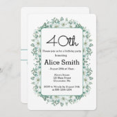 ホワモダンイト・マグノリア・グリーンリー40歳の誕生日 招待状 (正面/裏面)
