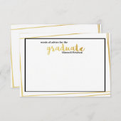 ホワモダンイト&金ゴールドのストライプのアドバイス 招待状 (正面/裏面)