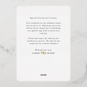 ホワモダンイミニマルシック写結婚真の感謝 箔招待状 (裏面)