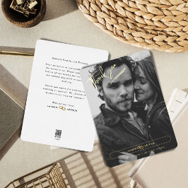 ホワモダンイミニマルシック写結婚真の感謝 箔招待状