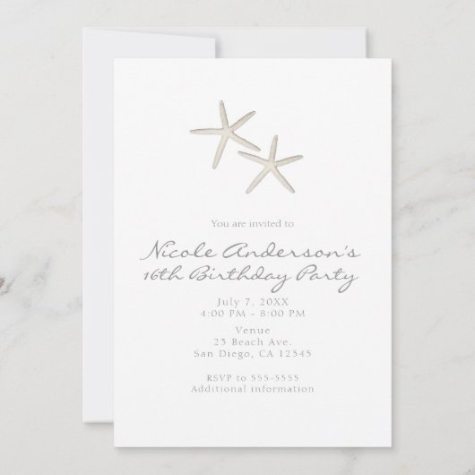 ホワモダンイミニマルトグレービーチスウィート16パーティー 招待状 (裏面)