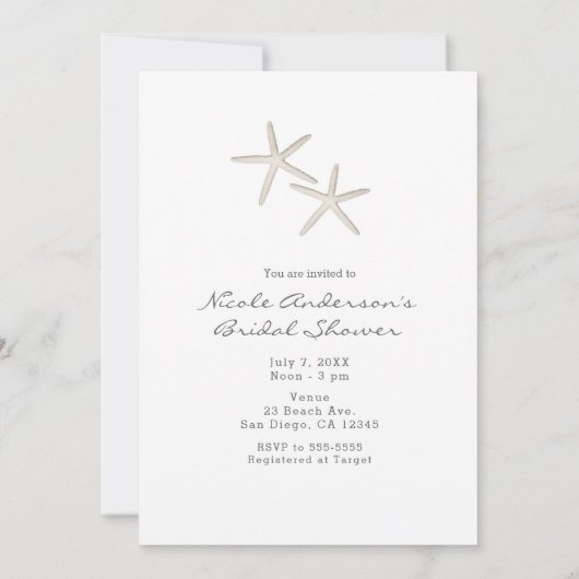 ホワモダンイミニマルトグレービーチブライダルシャワー 招待状 (裏面)
