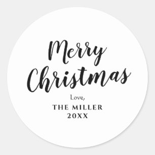 ホワモダンイミニマル・メリー・クリスマス一家 ラウンドシール