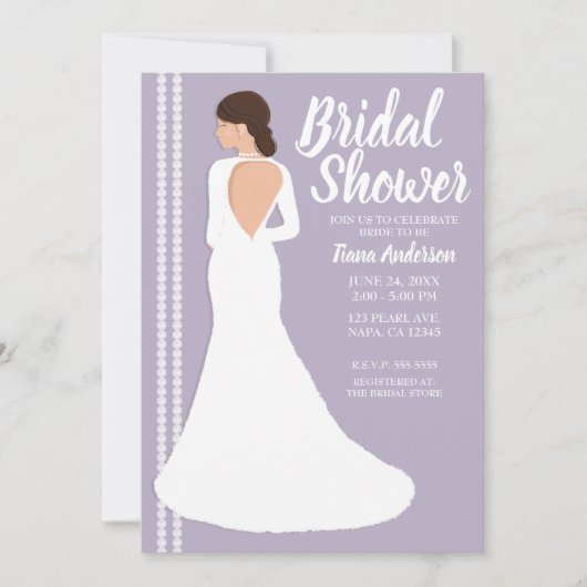 ホワモダンイ結婚トズドレス&きらきら光るブライダルシャワー 招待状 (正面)