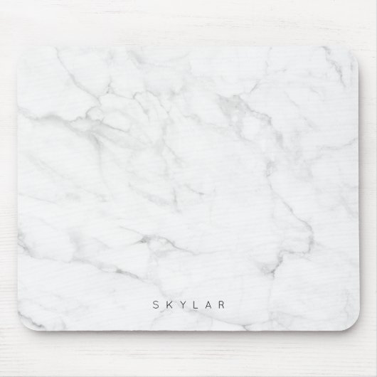 ホワモダンスタイリッシュイト&グレイ大理石名前をカスタムする マウスパッド (正面)