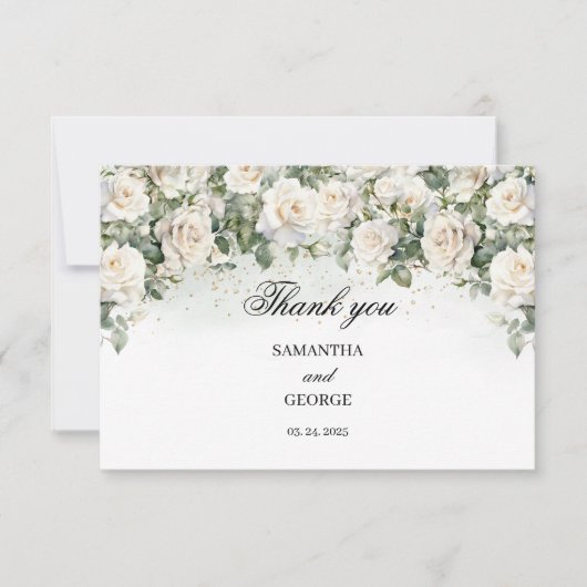 ホワユニークイトローゼスフローラガーデン結婚グリーナリー サンキューカード (正面)